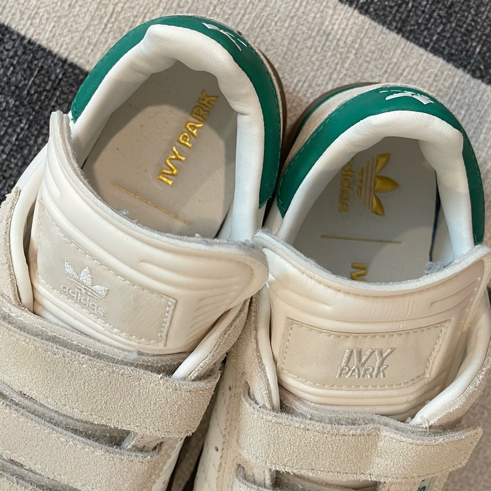 IVY PARK Beige Cream Suede Sneakers with Green Trim - Picture 4 of 7